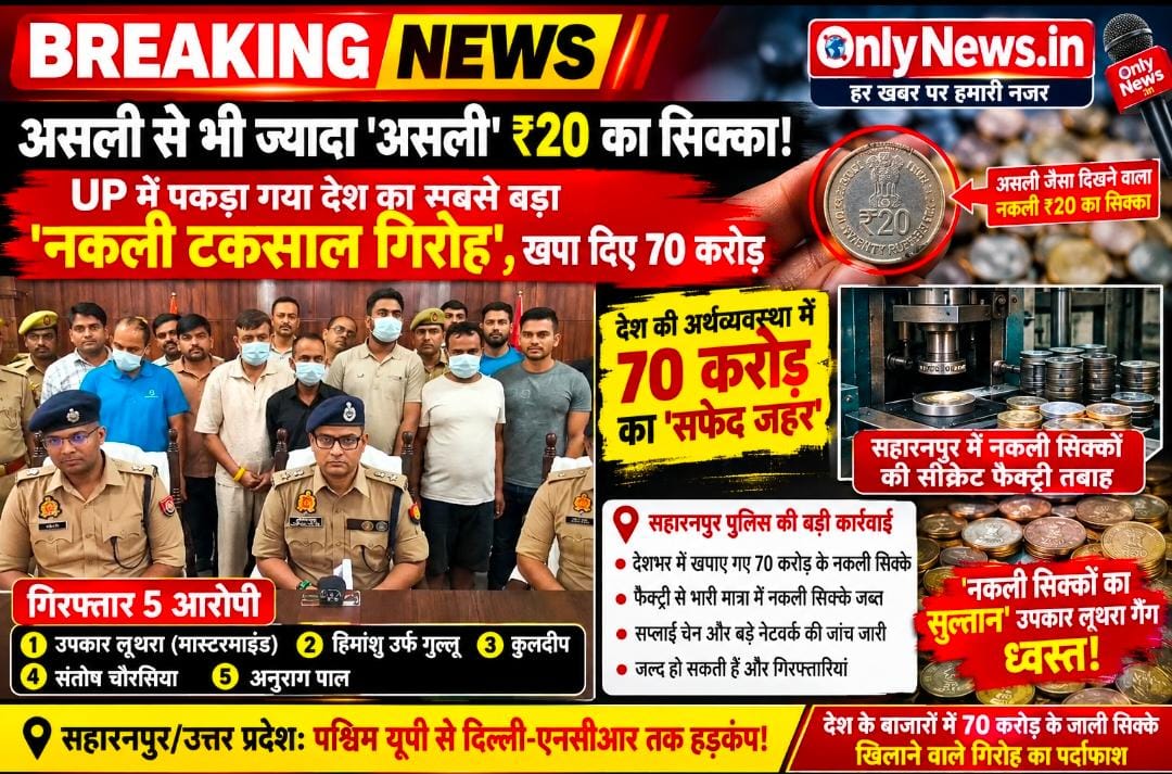 असली से भी ज्यादा ‘असली’ ₹20 का सिक्का! UP में पकड़ा गया देश का सबसे बड़ा ‘नकली टकसाल गिरोह’, खपा दिए 70 करोड़।