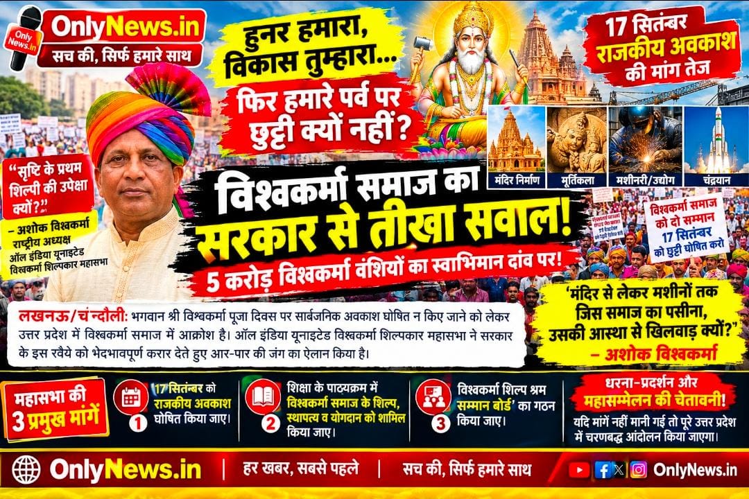 ‘हुनर हमारा, विकास तुम्हारा… फिर हमारे पर्व पर छुट्टी क्यों नहीं?’ – विश्वकर्मा समाज का तीखा सवाल